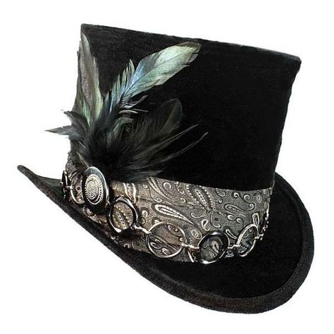 Tall Black Top Hat Smooth In Silver Gothic Steampunk Victorian... ❤ liked on Polyvore featuring men's fashion, men's accessories, men's hats, mens cuban link chain, mens hats, mens travel accessories, mens formal wear accessories and men's formal accessories Mens Top Hat, Formal Hats Men, Steampunk Top Hat Mens, Victorian Hats Men, Top Hats Men, Gothic Top Hat, Steampunk Hats Mens, Gothic Hats, Victorian Mens Fashion