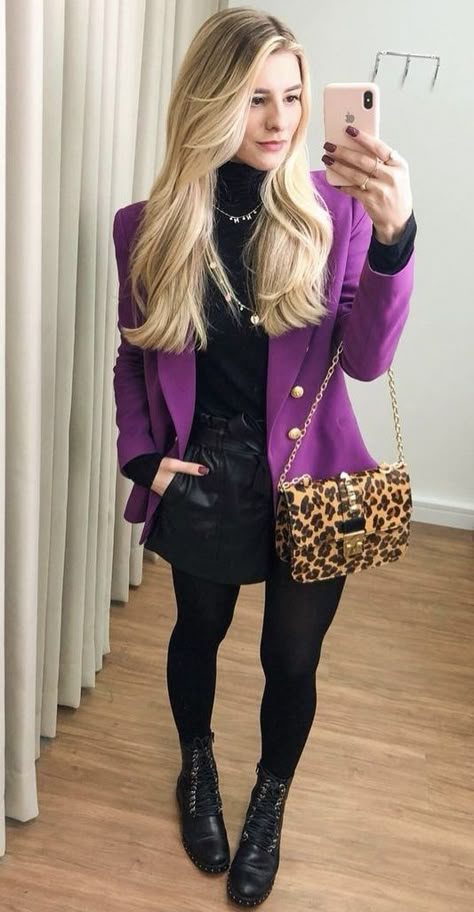 Women Winter Outfits Casual, Purple Blazer Outfit, Casual Outfits For Winter, Women Winter Outfits, Winter Holiday Outfits, Winter Outfits Casual, Winter Outfits For Women, Outfits For Winter, Outfit Botas