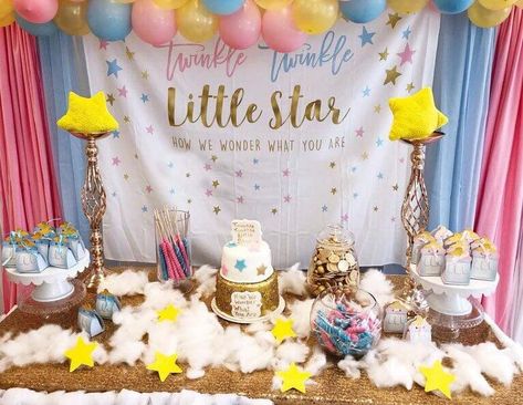 Gender Reveal Decorations Ideas, Star Gender Reveal, Gender Reveal Banner, Gender Reveal Themes, Gender Reveal Ideas, Boy Gender Reveal, Girl Gender Reveal, Gender Party, Gender Reveal Party Decorations