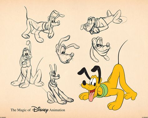 Disney Character Sketches, Disney Sleeve, Disney Character Drawings, Pluto Disney, Fab 5, Disney Paintings, Cartoon Drawing Tutorial, Disney Emoji, Disney Concept Art