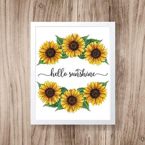 Instant Download Wall Art - Sunflower Watercolor - Hello Sunshine - Floral Good Morning Quote Print - Dorm Room Office Home Decor Printable  #decorquote Check more at http://decoration.stream/instant-download-wall-art-sunflower-watercolor-hello-sunshine-floral-good-morning-quote-print-dorm-room-office-home-decor-printable/ Happy Sunflower, Bullet Journal Headers, Sunflower Watercolor, Good Morning Quote, Morning Quote, Hand Lettering Alphabet, Office Home Decor, Art Manga, Download Wall Art