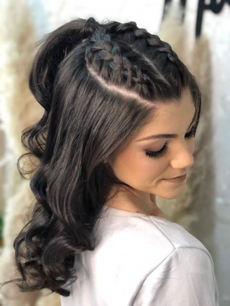 Graduation Hairstyles With Braids, Partial Braided Hairstyles, Lyrical Hairstyles, Braid Hair Styles For Long Hair, Front Braided Hairstyles, Front Braid Hairstyles, Ponytail Hairstyles Easy, Easy Hairstyles For Thick Hair, Long Hair Wedding Styles