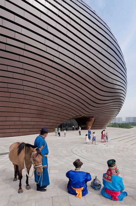 Ordos Museum in Ordos, China image by Iwan Baan designed by Beijing based MAD architects Architecture Cool, Mad Architects, China Architecture, China Image, City Museum, Interesting Buildings, Museum Architecture, Inner Mongolia, Architectural Inspiration