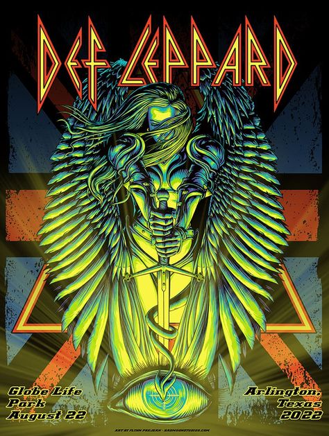 80s Rock Band Poster, Def Leppard Art, Def Leppard Poster, Dokken Band, Rock Artwork, Def Leppard Band, 80s Rock Bands, Rock N Roll Art, Rock Band Posters