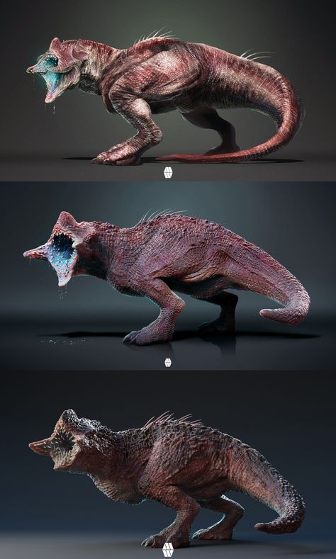 "A Monster Calls - 'Alien Trex' Personal Project " by Marcus Whinney Alien Animals Concept Art, Alien Creatures Animals, Alien Monster Concept Art, Giant Monster Concept Art, Alien Creature Concept Art, Alien Monsters, Alien Dog, Arnold Render, A Monster Calls