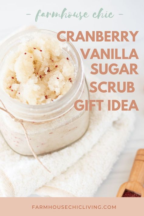 Cranberries add a burst of crimson red with a holiday appeal, which makes this cranberry vanilla scrub recipe a great homemade gift idea. Homemade Sugar Scrub Christmas, Cranberry Candles Diy, Christmas Sugar Scrub Recipes, Homemade Christmas Sugar Scrub, Diy Sugar Scrub Christmas Gifts, Sugar Scrub Packaging Ideas, Lotion Business, Christmas Sugar Scrub, Cranberry Sugar Scrub