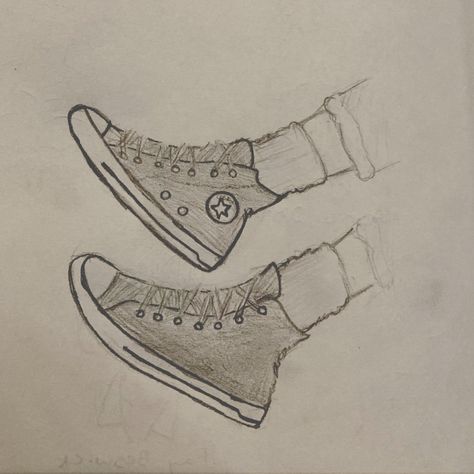 Convers Drawing Idea, How To Draw Shoes On A Person, How To Draw Converse, How To Draw Converse Front View, Converse Sketch, Converse Sketch Simple, Drawn Converse, Converse Drawing, Converse Aesthetic