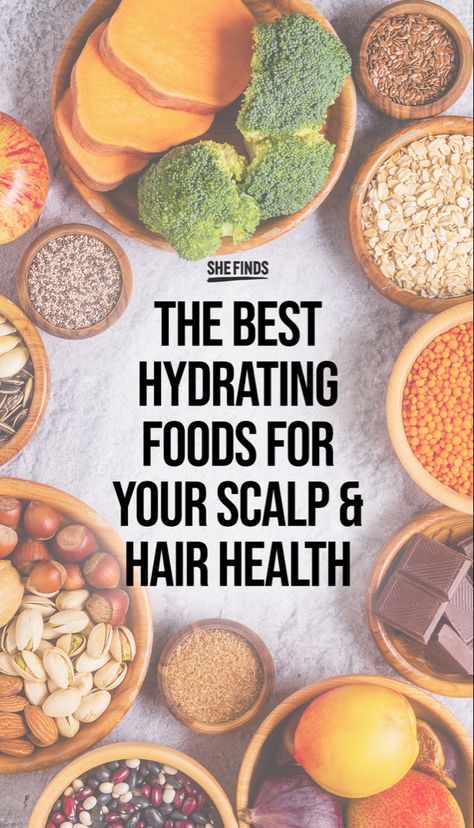 "These are the best foods for your scalp and hair health over 40, according to Dr. Rebecca Hilton, a dermatologist at J-Beauty. These picks are delicious, nutritious, and are considered to be healthy hair helpers. #hair #haircare #food #healthy #healthyeating #tips Healthy Scalp Tips, Hair Healthy Foods, Food For Healthy Hair, Biotin Foods, Healthy Hair Diet, Hydrating Foods, Foods For Healthy Skin, Maintaining Healthy Hair, Healthy Hair Tips