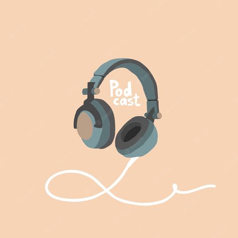 Premium Vector | Studio headphones for podcast broadcasts for voice recording Vision Board Pictures Podcast, Podcast Wallpapers Aesthetic, Aesthetic Podcast Cover, Podcast Profile Pictures, Podcast Aesthetic Wallpaper, Vision Board Podcast, Podcast Aesthetic Cover, Podcast Cover Ideas Aesthetic, Podcast Logo Ideas Aesthetic