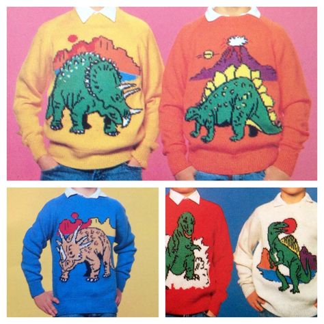 Dinosaur Jumper, Pattern Sweaters, Dinosaur Sweater, Patron Vintage, Jumper Knitting Pattern, 4 Ply Yarn, Boy George, Vintage Knitting Patterns, Pdf Knitting Pattern