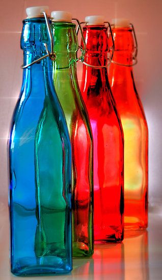 Colored Glass Bottles, Glass Photography, Live Colorfully, Still Life Art, Bottle Vase, World Of Color, Life Photography, Still Life Photography, Body Painting