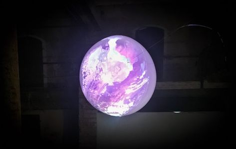 Spherical Projection Mapping on a weather balloon – AcidFudge. Ionosphere Layer, Dome Projection Mapping, Video Mapping Projection, Sphere Art Installation, Video Mapping Projection Installation, Weather Balloon, Sound Studio, Projection Mapping, High Ceilings