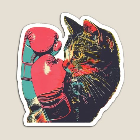 Get my art printed on awesome products. Support me at Redbubble #RBandME: https://www.redbubble.com/i/magnet/Boxer-cat-Boxing-Kitten-Sport-Cat-by-CreativeArts-S/160358278.TBCTK?asc=u Cat Boxing, Typography Quotes Inspirational, Arte Hippy, Soft Kitty Warm Kitty, Cats Shirt, Lino Art, Cat Quotes Funny, Sport Art, Graphic Tshirt Design