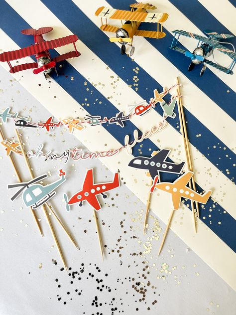 Time Flies Cake, Airplane Cupcakes, Airplane Banner, Time Flies Birthday, Halloween Party Packs, Airplane Cake, Airplane Birthday Party, Cake Banner, Airplane Party