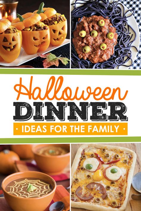 Easy Halloween Dinner Ideas- these are so fun! For a festive Hallloween family dinner of even a Halloween dinner party! #halloweenfoods #halloweendinner #halloweenparty Halloween Themed Dinner, Easy Halloween Dinner, Fun Halloween Food Ideas, Halloween Dinner Ideas, Halloween Dinner Party, Halloween Food Ideas, Spooky Halloween Food, Halloween Food Dinner, Halloween Foods