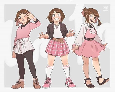 Casual pink Uraraka#bnha #bokunoheroacademia #mha #myheroacademia #uraraka #ochakouraraka Fma Oc, Rock Kunst, Uraraka Cosplay, Ochako Uraraka, Anime Inspired Outfits, Drawing Anime Clothes, My Hero Academia Memes, Poses References, Izu