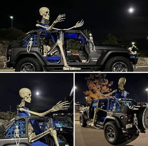 Halloween Decorated Jeep Wrangler, Jeep Wrangler Trunk Or Treat, Jeep Halloween Decor, Jeep Wrangler Trunk Or Treat Ideas, Jeep Trunk Or Treat Ideas, Halloween Truck Decorations, Jeep Truck Or Treat, Decorate Jeep For Halloween, Trunk Or Treat Jeep