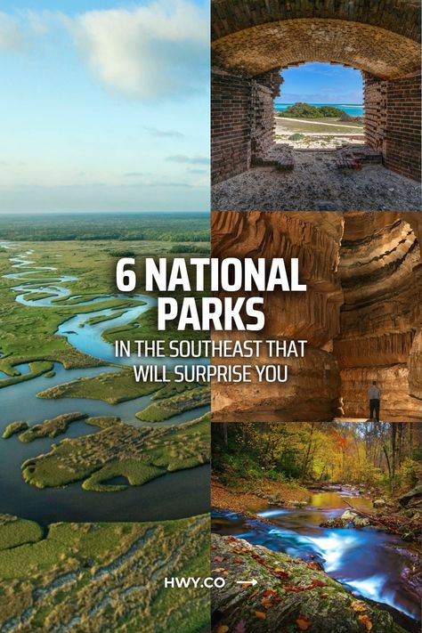 South Carolina National Parks, Southeast Region Map, Florida National Parks, Congaree National Park, Biscayne National Park, Mammoth Cave National Park, Southeast Region, Dry Tortugas National Park, Florida Adventures