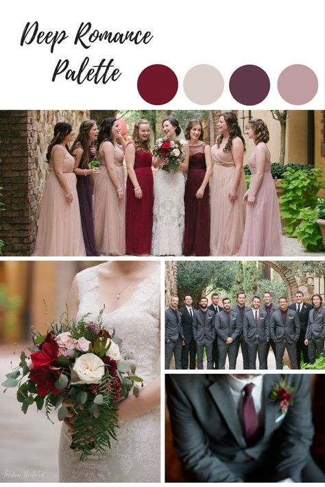 Red Blush Wedding, Wedding Colors February, February Wedding Colors, Groomsmen Colours, Wedding Motifs, Mauve Wedding, February Wedding, Maroon Wedding, Wedding Theme Colors