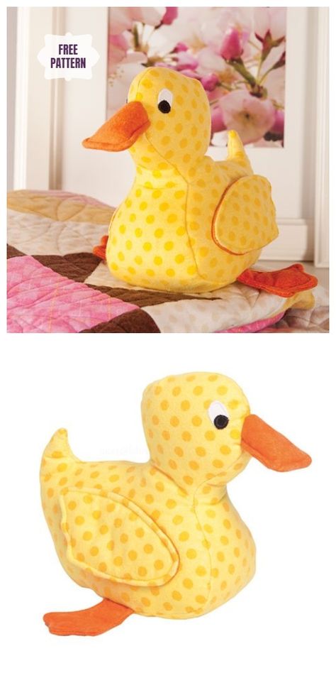 DIY Fabric Duck Toy Free Sewing Pattern & Tutorial Trendy Sewing Projects, Trendy Sewing Patterns, Duck Toy, Sewing Machine Cover, Sewing Projects Clothes, Free Toys, Free Sewing Pattern, Sewing Stuffed Animals, Knitting Patterns Toys