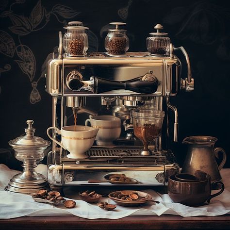 espresso, coffee, coffe machine, espresso machine, coffe history Italian Espresso Machine, Cafe Artwork, Italian Espresso, Brew Coffee, Coffee Brewing, Espresso Machine, Espresso, Steam, The First