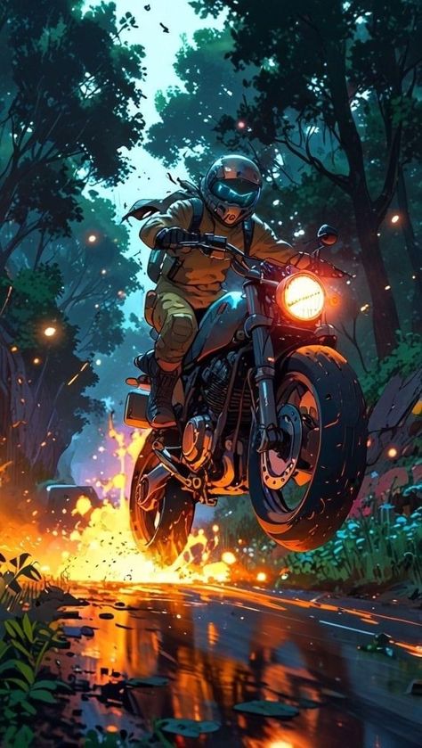 Bike Rider Wallpaper, Motorcycle Art Wallpaper, Anime Bike, Bob Marley Art, Bike Aesthetic, Motorcycle Wallpaper, Dreamy Artwork, Iphone Wallpaper Hd Nature, Live Wallpaper Iphone