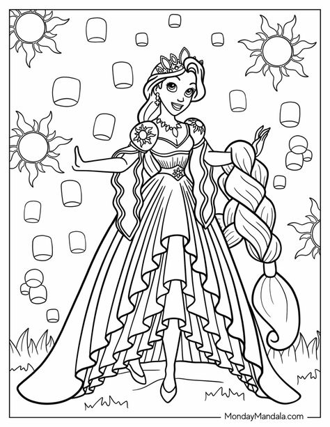 500 Princess Coloring Pages (Free PDF Printables) Rapunzel Coloring, Tangled Coloring Pages, Rapunzel Coloring Pages, Monster Truck Coloring Pages, Disney Princess Colors, Disney Princess Coloring Pages, Star Coloring Pages, Monster Coloring Pages, Mermaid Coloring Pages