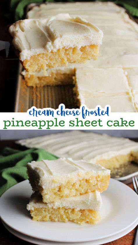 Are you a pineapple lover? Then this pineapple sheet cake with cream cheese frosting is for you! It has those tropical flavors in a moist cake with yummy tangy frosting. Pineapple Sheet Cake, Pineapple Cream Cheese Frosting, Pineapple Lovers, Moist Cake, Cake With Cream Cheese Frosting, With Cream Cheese Frosting, Moist Cakes, Cake With Cream Cheese, Yummy Desserts