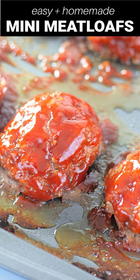 This Mini Meatloaves recipe is quick, easy and basically foolproof. With just a few simple ingredients you can have a hearty, satisfying and delicious dinner on the table in just 35 minutes! Easy Mini Meatloaf Recipe, Easy Mini Meatloaf, Mini Meatloaf Recipe, Amazing Easy Recipes, Mini Meatloaf Recipes, Meat Loaves, Mini Meatloaf, Traditional Meatloaf, Recipes Using Ground Beef