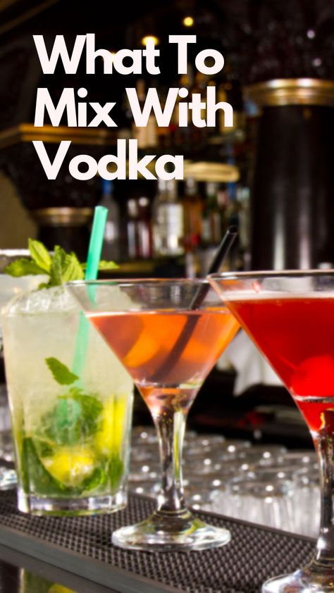 What To Mix With Vodka Simply Mixology Recipes, 2 Ingredient Drinks, What To Mix With Vodka, Best Vodka Mixers, Vodka Soda Drinks, Vodka Mixers, Vodka Mixed Drinks, Pinnacle Vodka, Mixology Recipes