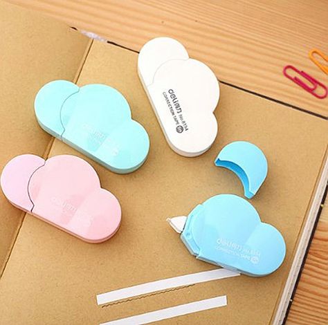 Kawaii Cloud, Correction Tapes, Cute Cloud, Kids School Supplies, Kawaii School, Kawaii School Supplies, Cloud Design, Cool School Supplies, Correction Tape