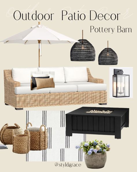 Minimal Patio, Modern Patio Decor, Patio Furniture Modern, Pottery Barn Outdoor, Pool House Decor, Lanterns Outdoor, Rugs Outdoor, Summer Patio, Patio Inspiration