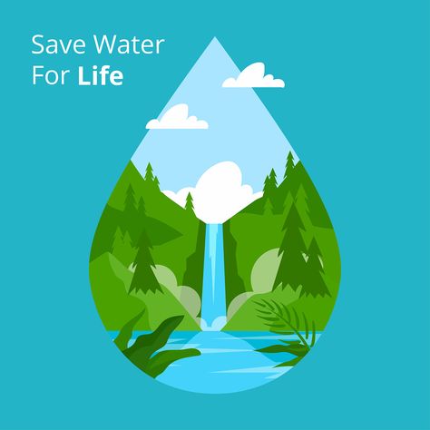 Save Water For Life Vector 206136 Vector Art at Vecteezy Water Conservation Poster, Save Water Drawing, Save Water Poster Drawing, Save Water Poster, Drawing Scenery, Water Icon, Water Poster, Water Illustration, Water Logo