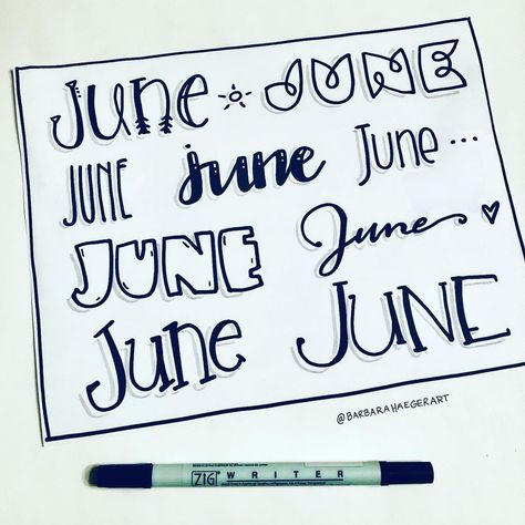 June Font Ideas, June Header, June Font, Lettering Prompts, Headers Ideas, Month Headers, 2023 Bujo, Bullet Journal Hand Lettering, Bullet Journal September