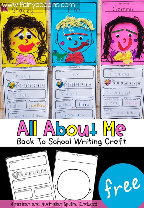 The 5 Best ARTS AND CRAFTS Activities for ALL ABOUT ME Preschool Theme - Preschool.org All About Me Preschool Theme Crafts Self Portraits, This Is Me Preschool, All About Me Collage Preschool, Self Portrait Preschool, About Me Writing, Homeschool Themes, Prek Art, All About Me Preschool Theme, Me Preschool Theme