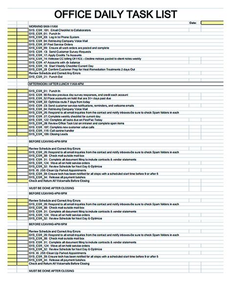 , Free Daily Checklist Template and Its Purposes , Daily checklist template provides an easy and simple solution to help you organize and prioritize a set of tasks you need to complete in order to meet the deadline of the day. Business Daily Checklist, Work Checklist Template, Daily Business Tasks, Task Prioritization Template, Small Business Daily Tasks, Administrative Coordinator, Daily Checklist Template, Task List Template, Daily Template