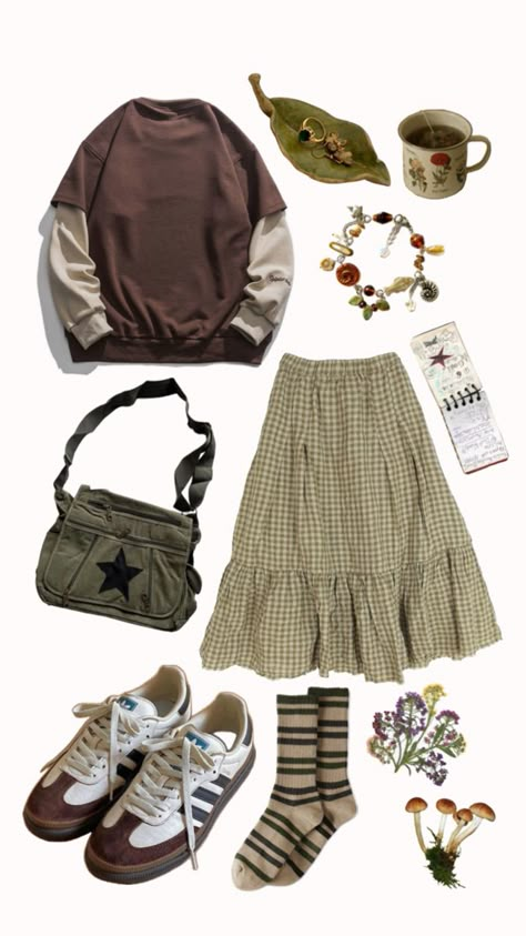 #goblincore #outfit #outfitinspo #aesthetic Goblin Core Outfit, Goblincore Aesthetic Outfits, Goblincore Outfits, Goblincore Fashion, 70s Inspired Outfits, Goblin Core, Earthy Outfits, Cottagecore Fashion, Pinterest Fashion