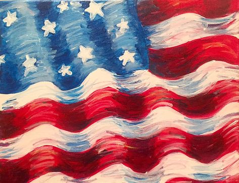 Splash Art Class July 4th Painting Ideas, American Flag Painting On Canvas Easy, Usa Flag Painting, American Flag Canvas Painting, American Flag Watercolor Painting, American Flag Art Project, Easy Patriotic Paintings On Canvas, 4th Of July Canvas Painting Ideas, Fourth Of July Paintings On Canvas Easy