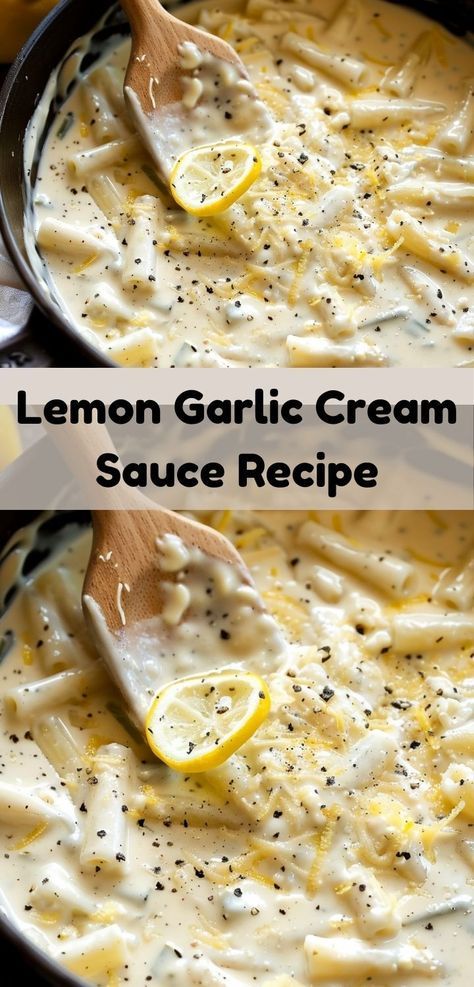 Looking for dinner recipes? Our Lemon Garlic Cream Sauce Recipe is a family favorite. Perfect for lemon garlic chicken or lemon garlic pasta, it’s an easy and delicious addition to your dinner ideas. Garlic Sauce Recipe For Pasta, Creamy Lemon Garlic Sauce, Lemon Cream Sauce Pasta, Garlic Cream Sauce Recipe, Lemon Garlic Cream Sauce, Pasta With Lemon Sauce, Butter Sauce For Pasta, Lemon Cream Sauce, Lemon Pasta Recipes