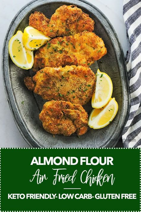 Almond Crusted Chicken Air Fryer, Keto Friendly Air Fryer Recipes, Gluten Free Air Fried Chicken, Keto Fried Chicken Air Fryer, Gluten Free Fried Chicken Air Fryer, Almond Flour Air Fryer Recipes, Keto Airfryer Chicken, Almond Flour Fried Chicken, Keto Air Fried Chicken