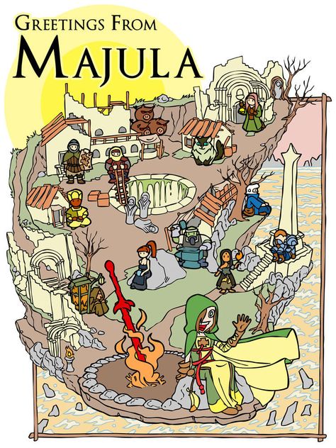 DS2 - Greetings From Majula Map by jdeberge Emerald Herald Dark Souls, Dark Souls 2 Art, Dark Souls Fanart, Emerald Herald, Tokyo Ghoul Funny, Dark Souls Funny, Dark Souls 2, Praise The Sun, Soul Game