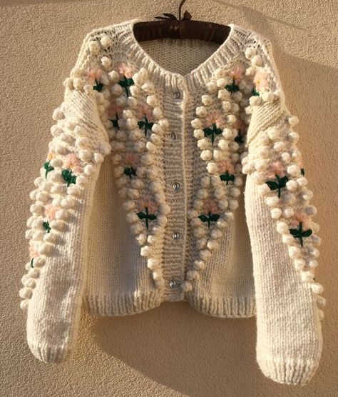 #alpacaknitsweater #bridalcardigan #embroideredclothes Bridal Cardigan, Embroidery Cardigan, Beautiful Spring Flowers, Sweater Embroidery, Knit Items, Women Embroidery, Alpaca Cardigan, Knitting Women Cardigan, Wedding Clothes