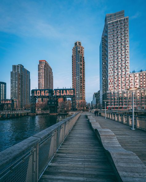 Piers and Long Island Sign at Gantry Plaza State Park, in Long Island City, Queens, New York City Island City, Queens New York, Hotel Motel, Posters Framed, City Car, Long Island City, Image House, City Skyline, Long Island