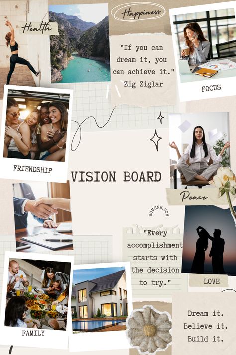 Vision Board Quotes Vision Board Handmade, Vision Board Ideas Aesthetic Poster, Written Vision Board Ideas, Vision Board Headings, Vision Board On Poster Board, How To Create A Vision Board Design, Bullet Journal Vision Board, Vision Board Quotes, Vision Board Wallpaper