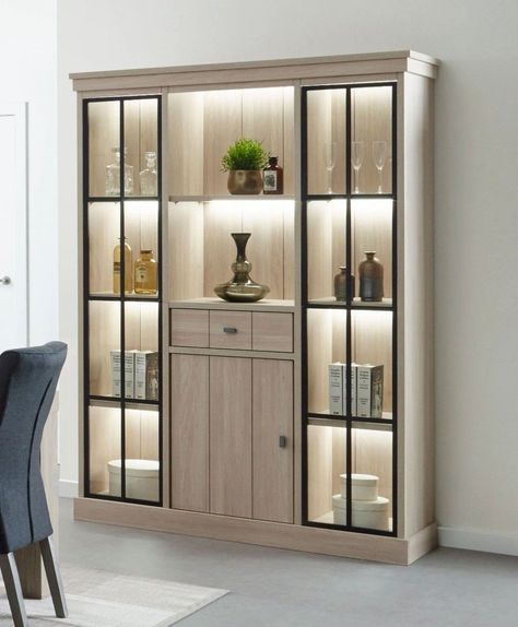 Glass Vitrine Modern, Crockery Unit Design Modern Dining, Display Units Living Room, Glass Cupboard Design, Wooden Crockery Unit, Display Cabinet Design, Crockery Cabinet, Crockery Unit Design, Crockery Design