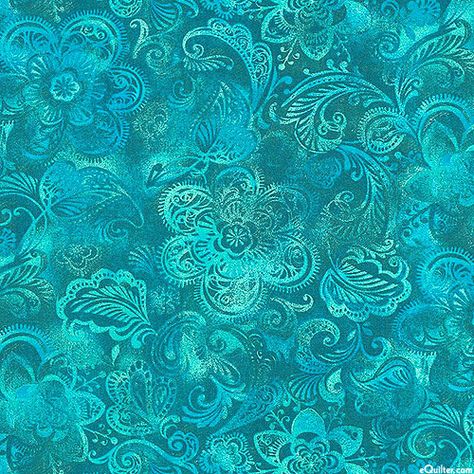 Floral Medley - Garden of India - Teal - 108" QUILT BACKING Spanish Mosaic, Puffy Quilt, Quilt Backs, Quilt Backing, Dye Techniques, Mandala Vector, Tie Dye Techniques, Quilt Fabrics, Free Quilt Patterns