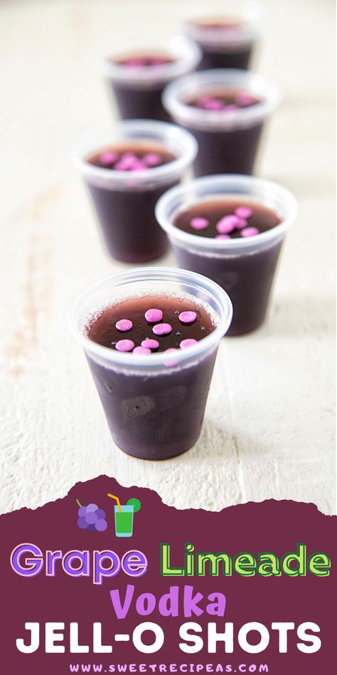 Grape Jello Shots Recipes, Purple Jell-o Shots, Purple Jello Shots, Jell-o Shots, Grape Jello Shots, Jell O Shot Recipes, Vodka Jelly Shots, Lime Jello Shots, Bartending Ideas