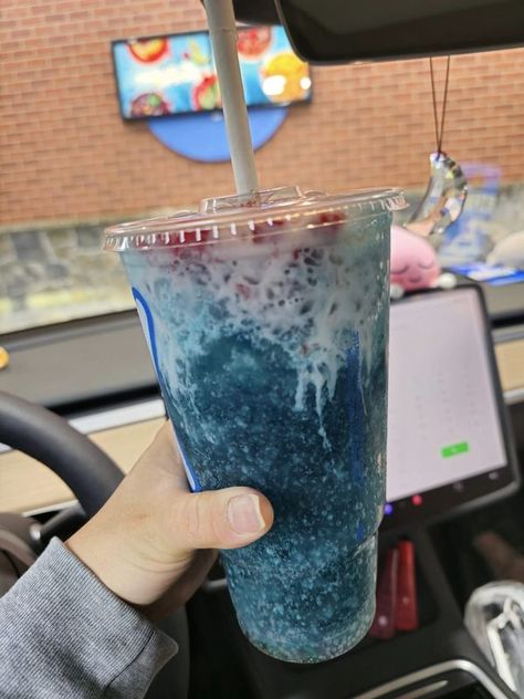 Sonic Drink Ideas | Tried the shark bite mix (ocean water, vanilla, sweet cream, strawberry) 🍓 💯 | Facebook Ocean Water Drink, Sonic Drinks, Starbucks Hacks, Fun Drink Recipe, Shark Bites, Ocean Water, Liquid Gold, Secret Recipe, Starbucks Drinks