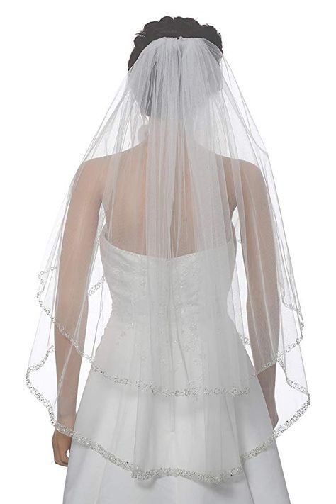 Pearl Edge Veil, Cheap Wedding Veil, Venus Jewelry, Beaded Veil, Fingertip Wedding Veils, Beaded Veils, Drop Veil, Wedding Bridal Veils, Wavy Pattern