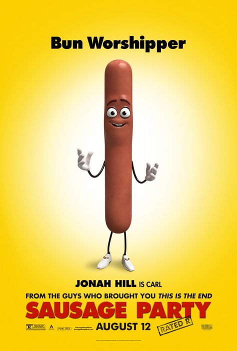 Sausage Party Movie, Animated Movie Posters, Sausage Party, Dog Clip Art, Party Characters, Party Cartoon, Grilled Sausage, Fantasy Props, Animation Movie